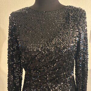 Parosh Maxi Black Sequin dress US XS NWT